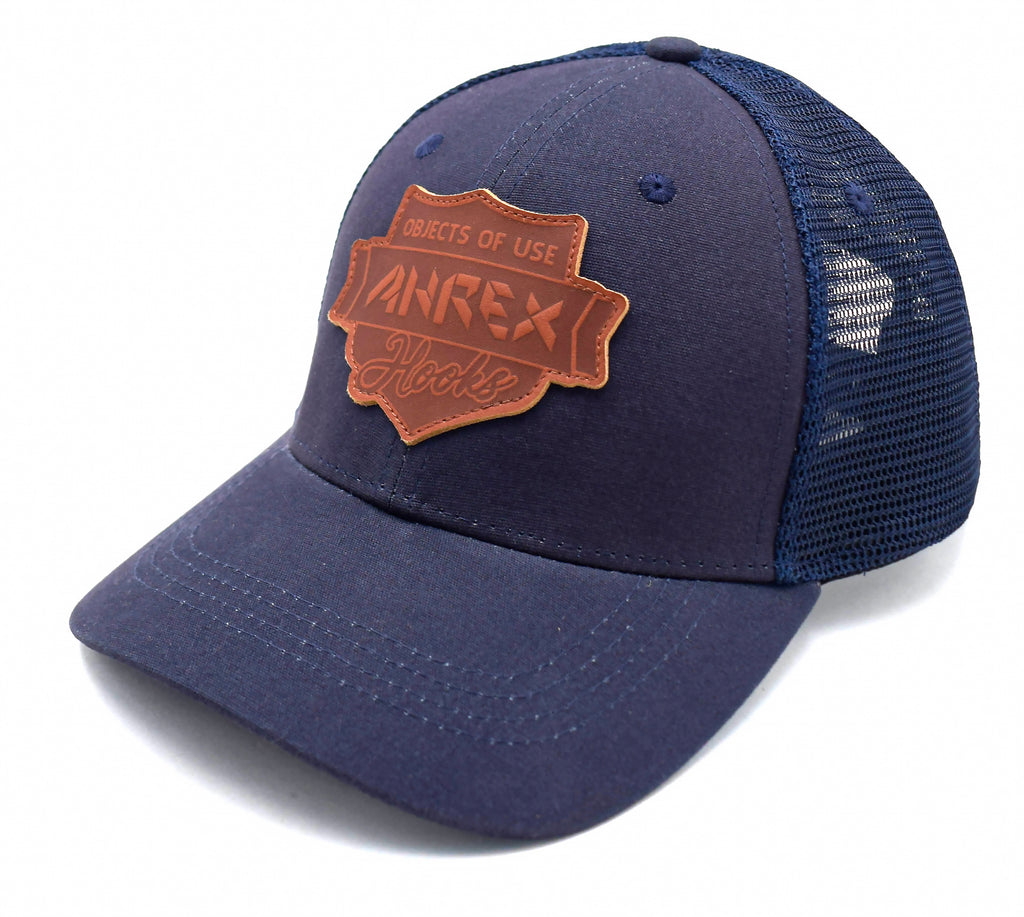 Ahrex Leather Patch Trucker Cap Navy