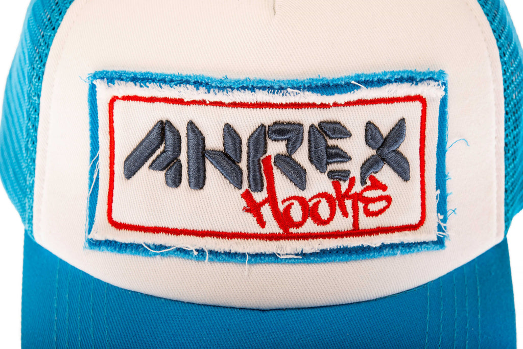 Ahrex Blue Trucker Cap Close Up Label
